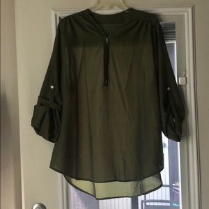 Sheer army green blouse